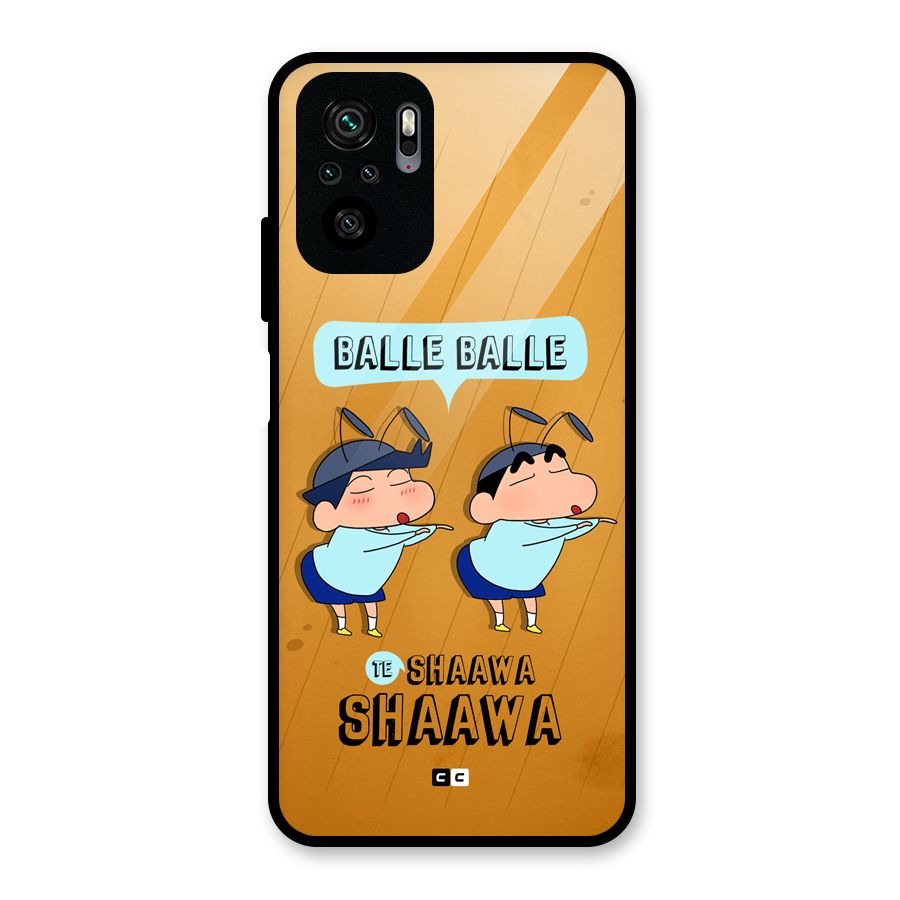 Balle Balle Shinchan Glass Back Case for Redmi Note 10S