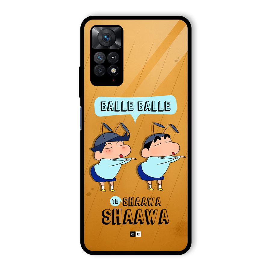 Balle Balle Shinchan Glass Back Case for Redmi Note 11 Pro