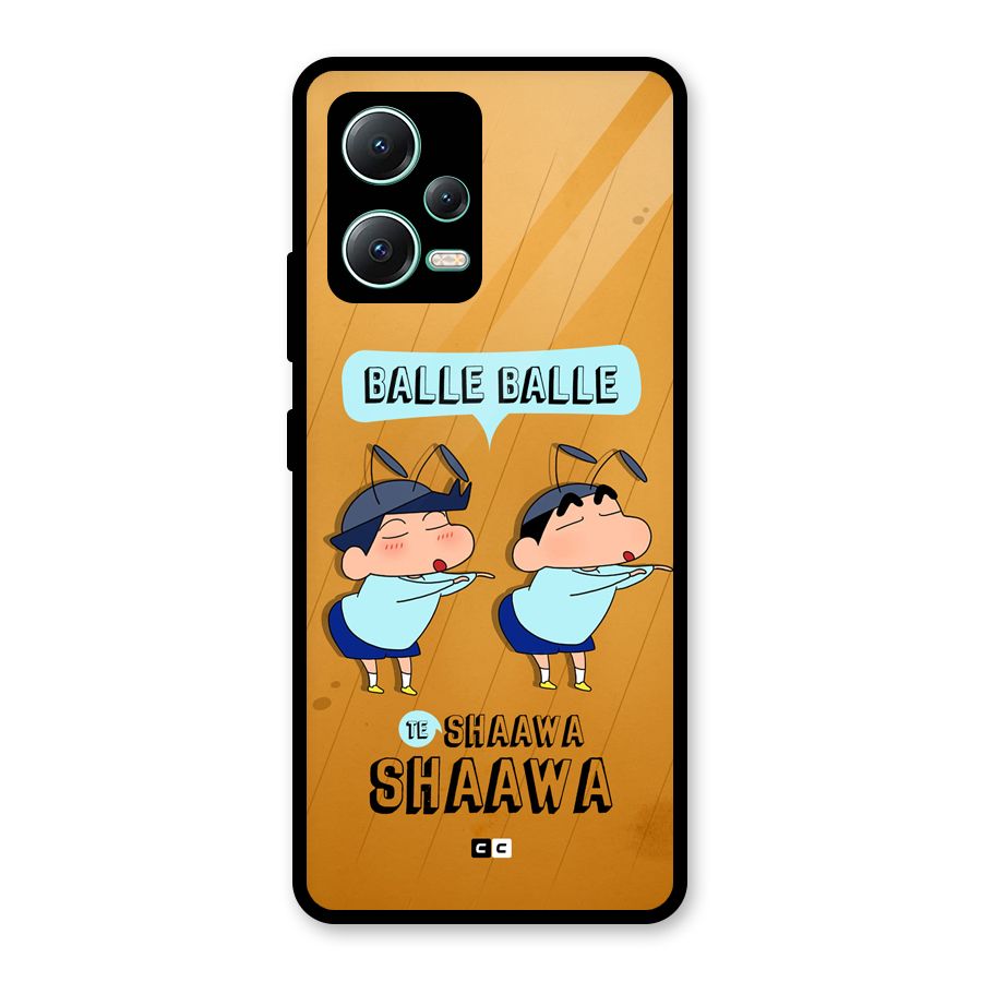 Balle Balle Shinchan Glass Back Case for Redmi Note 12 5G