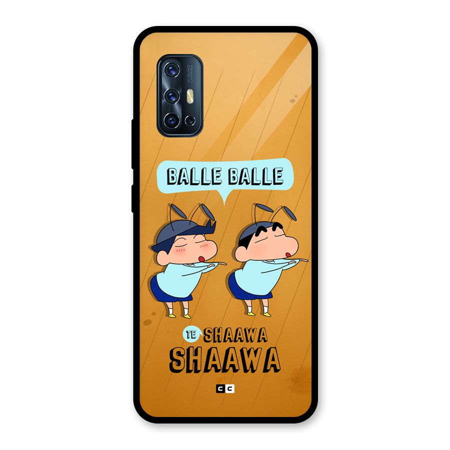 Balle Balle Shinchan Glass Back Case for Vivo V17