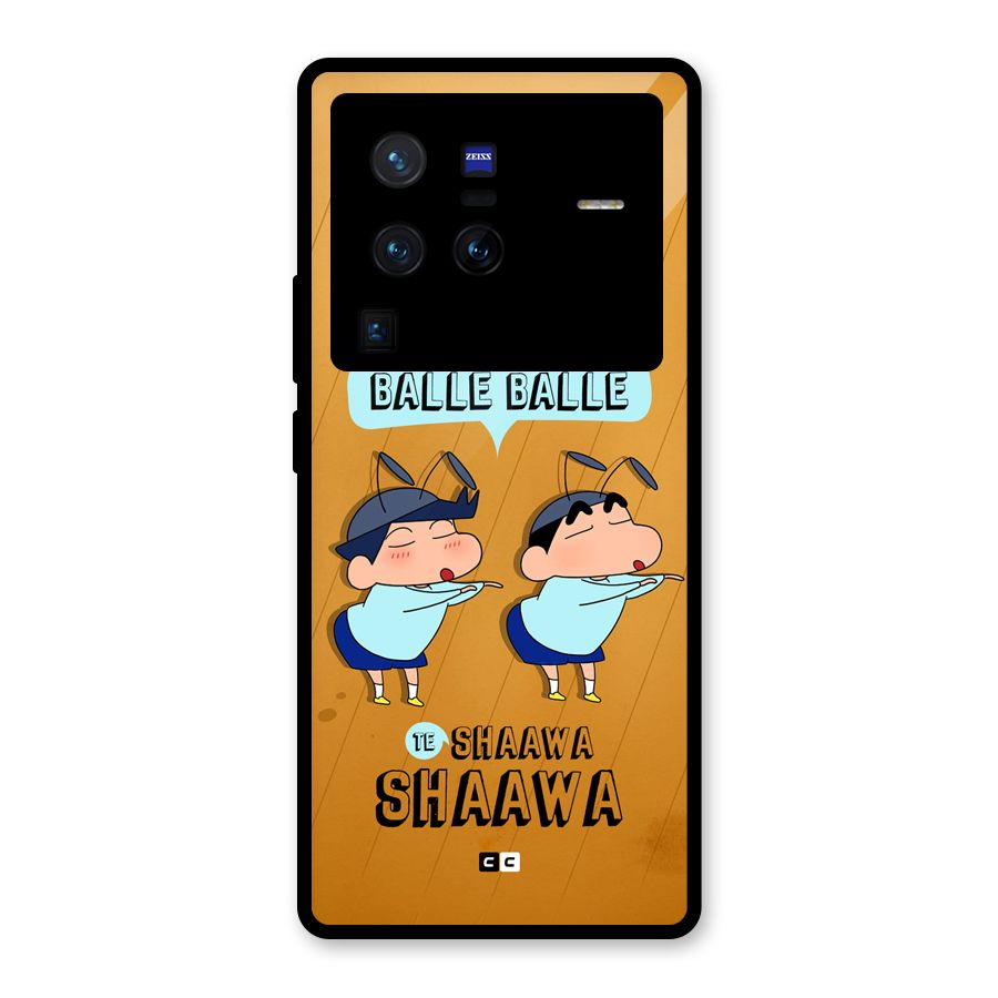 Balle Balle Shinchan Glass Back Case for Vivo X80 Pro