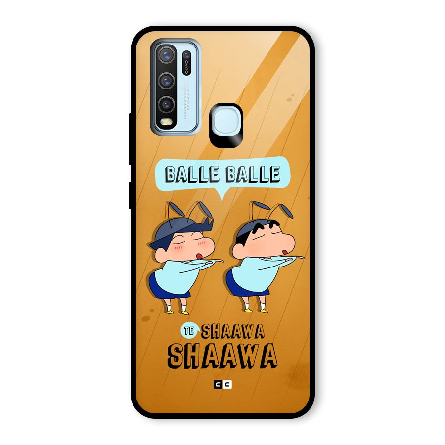 Balle Balle Shinchan Glass Back Case for Vivo Y30