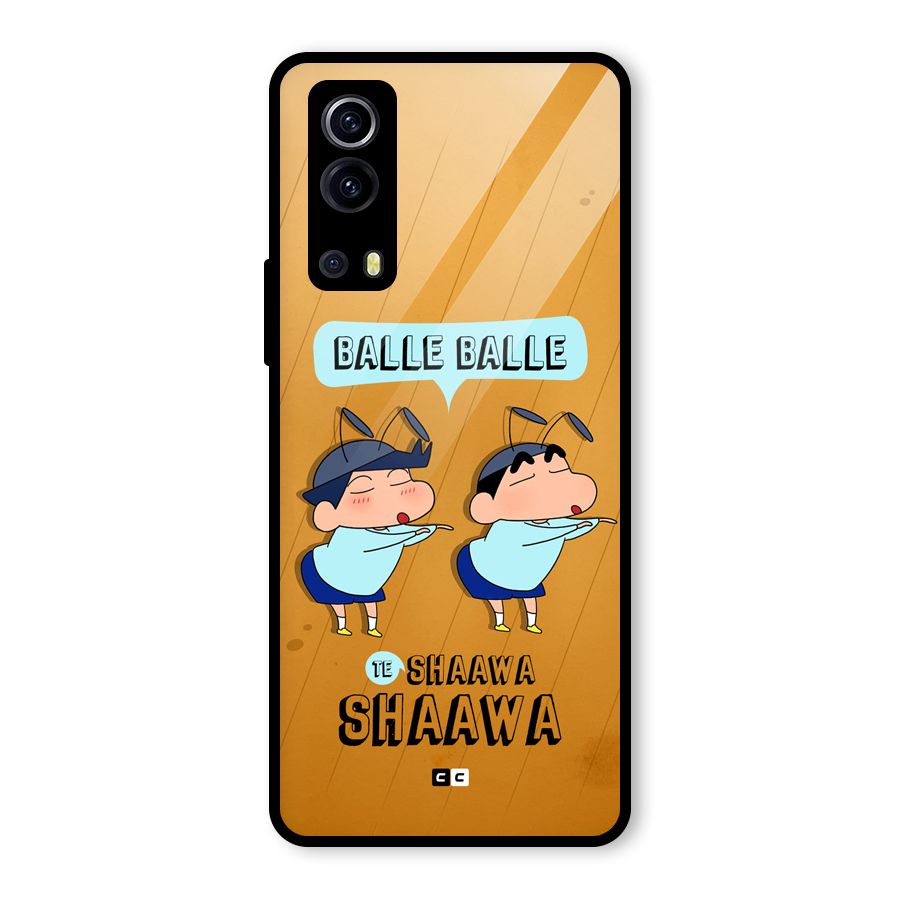 Balle Balle Shinchan Glass Back Case for Vivo iQOO Z3