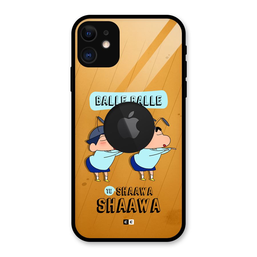 Balle Balle Shinchan Glass Back Case for iPhone 11 Logo Cut