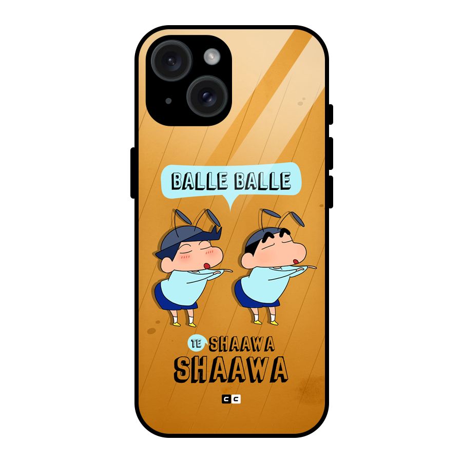 Balle Balle Shinchan Glass Back Case for iPhone 15