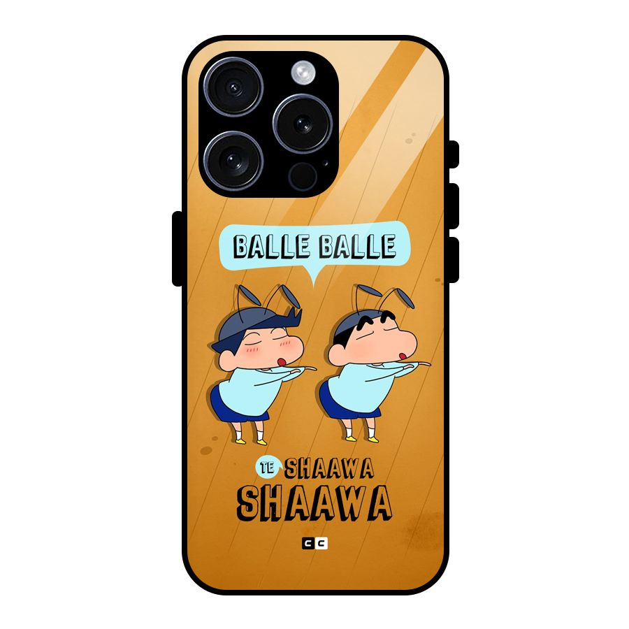 Balle Balle Shinchan Glass Back Case for iPhone 15 Pro