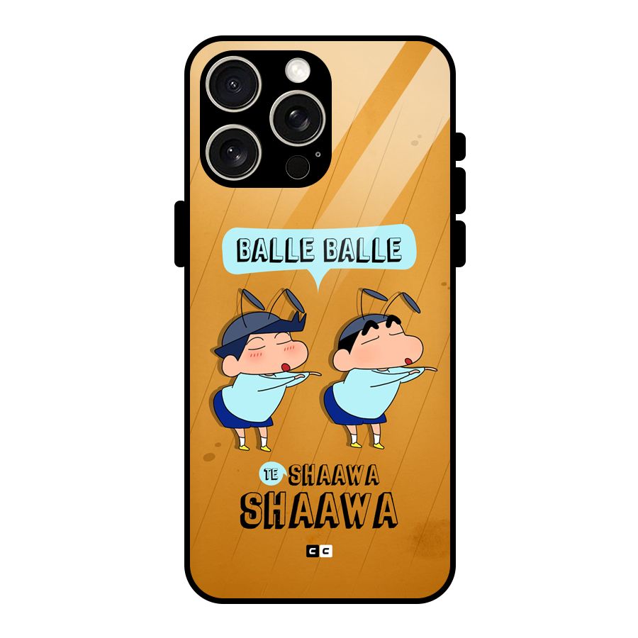Balle Balle Shinchan Glass Back Case for iPhone 15 Pro Max