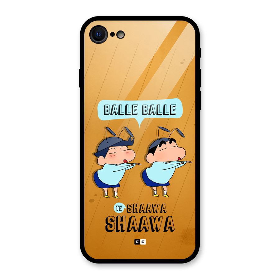 Balle Balle Shinchan Glass Back Case for iPhone SE 2022