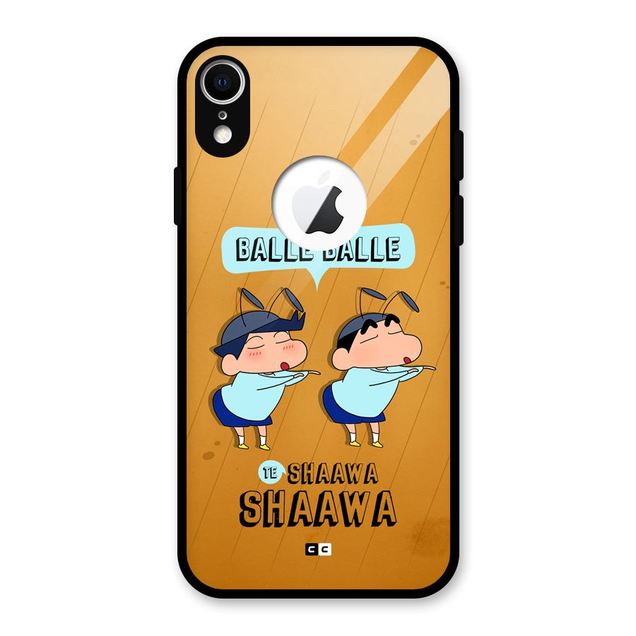 Balle Balle Shinchan Glass Back Case for iPhone XR Logo Cut