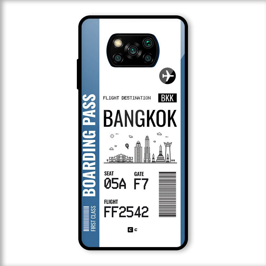 Bangkok Boarding Pass Glass Back Case for Poco X3