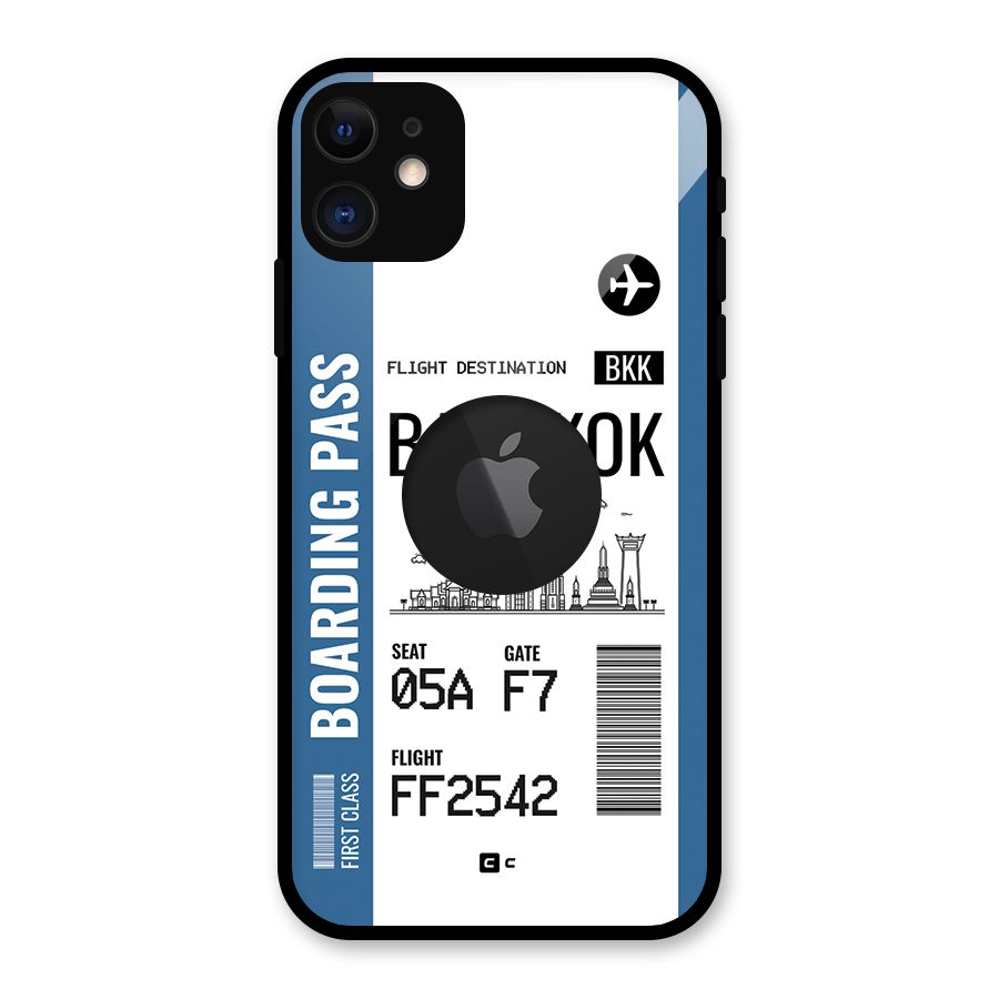 Bangkok Boarding Pass Glass Back Case for iPhone 11 Logo Cut