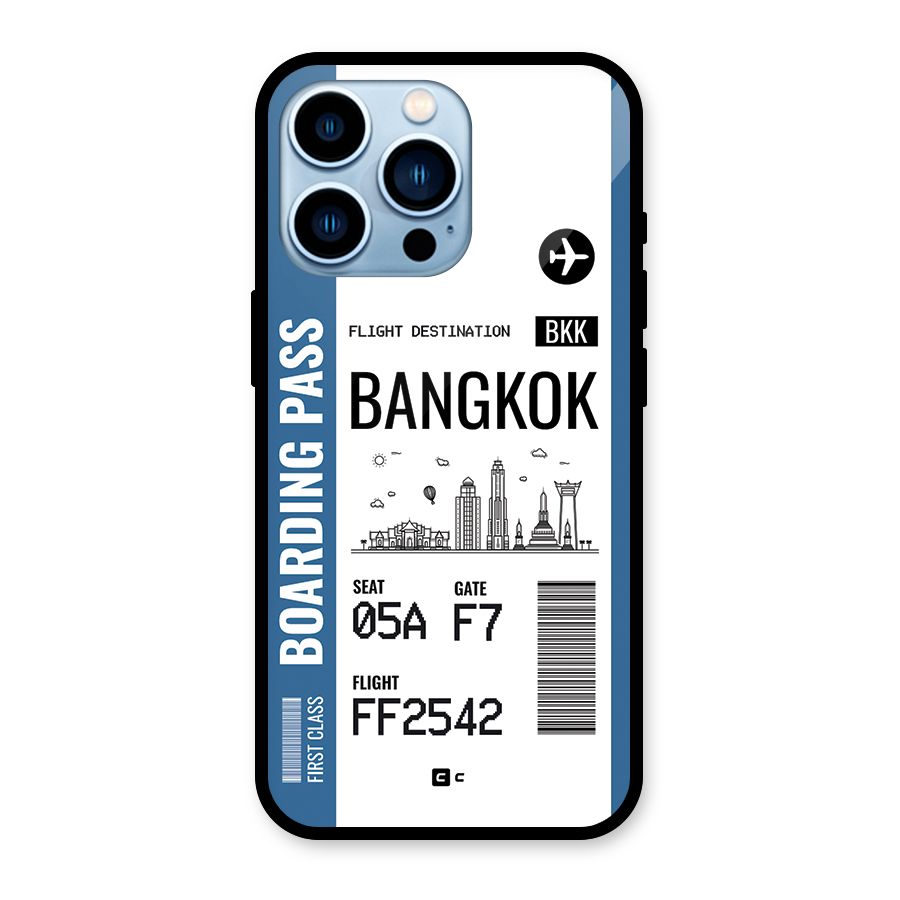 Bangkok Boarding Pass Glass Back Case for iPhone 13 Pro