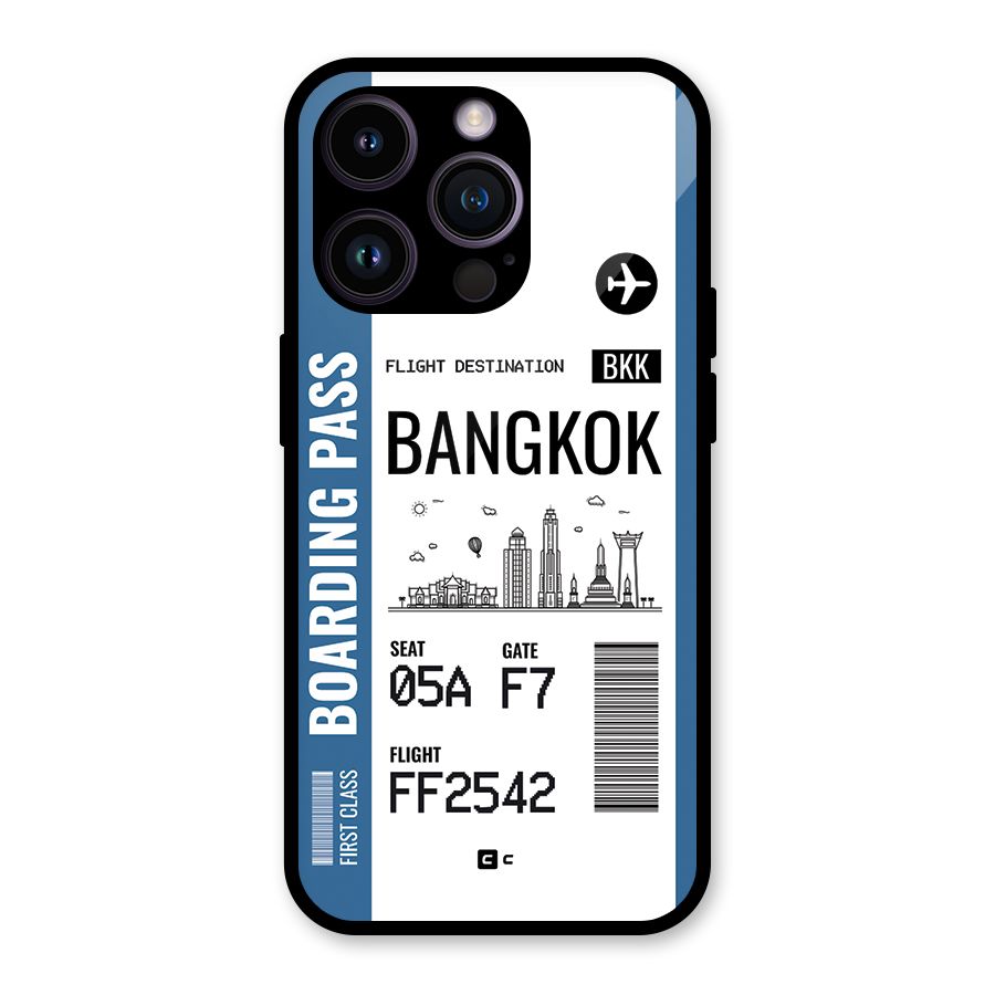 Bangkok Boarding Pass Glass Back Case for iPhone 14 Pro