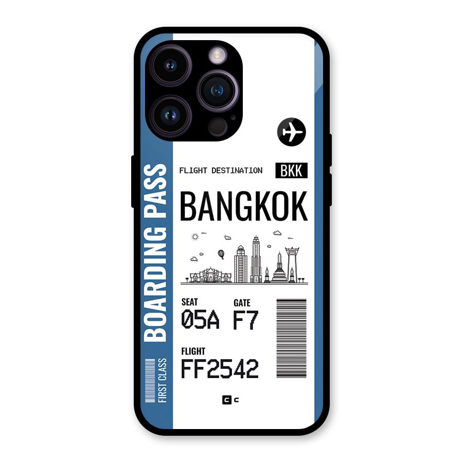 Bangkok Boarding Pass Glass Back Case for iPhone 14 Pro Max