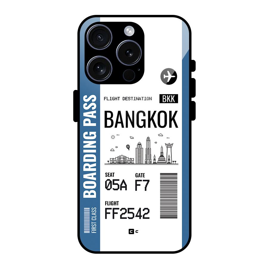 Bangkok Boarding Pass Glass Back Case for iPhone 15 Pro