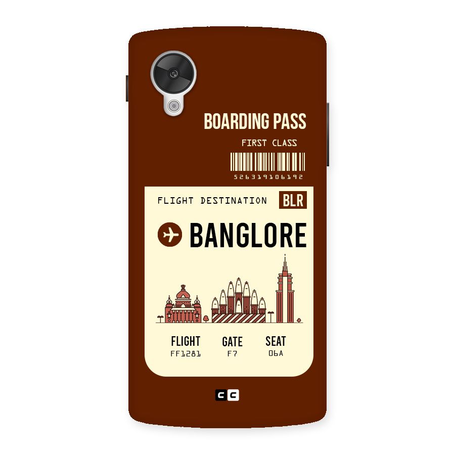 Banglore Boarding Pass Back Case for Google Nexsus 5