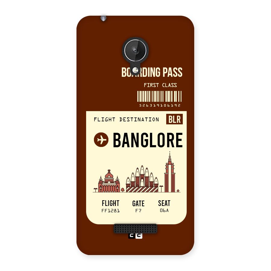 Banglore Boarding Pass Back Case for Micromax Canvas Spark Q380