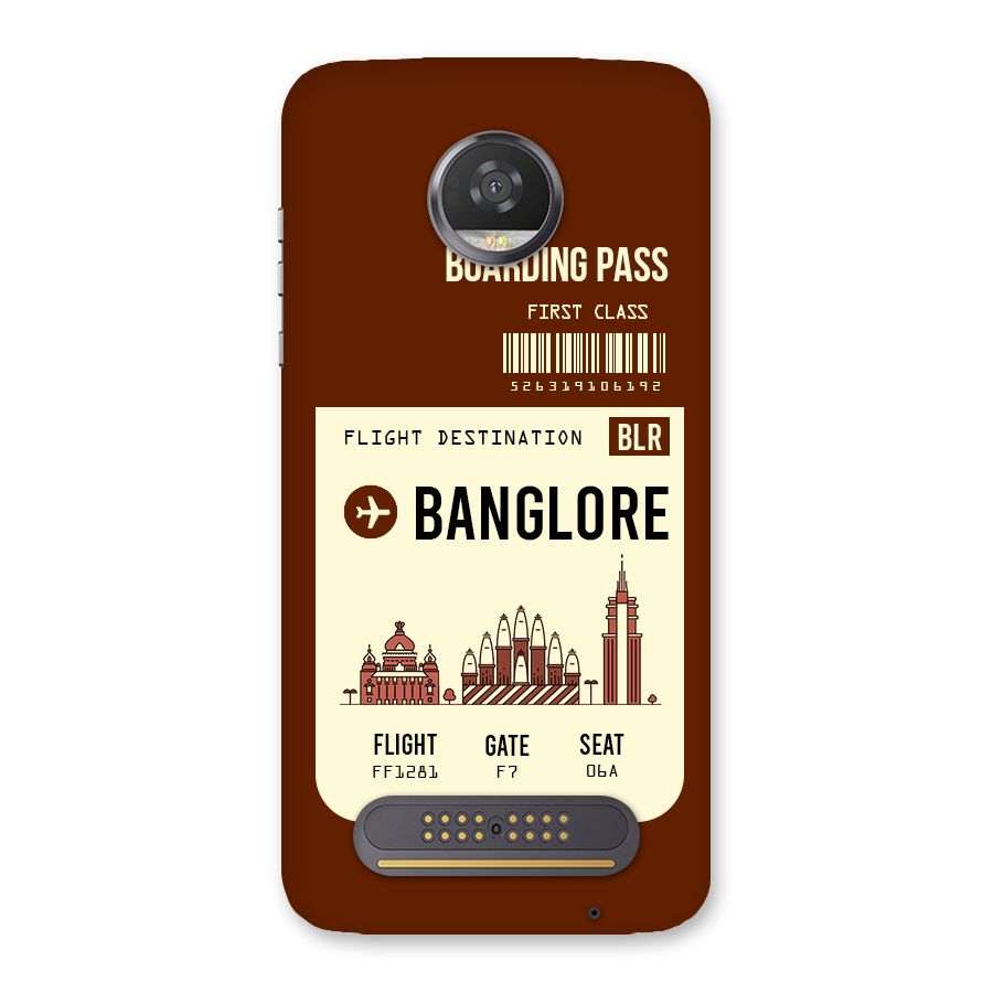 Banglore Boarding Pass Back Case for Moto Z2 Play