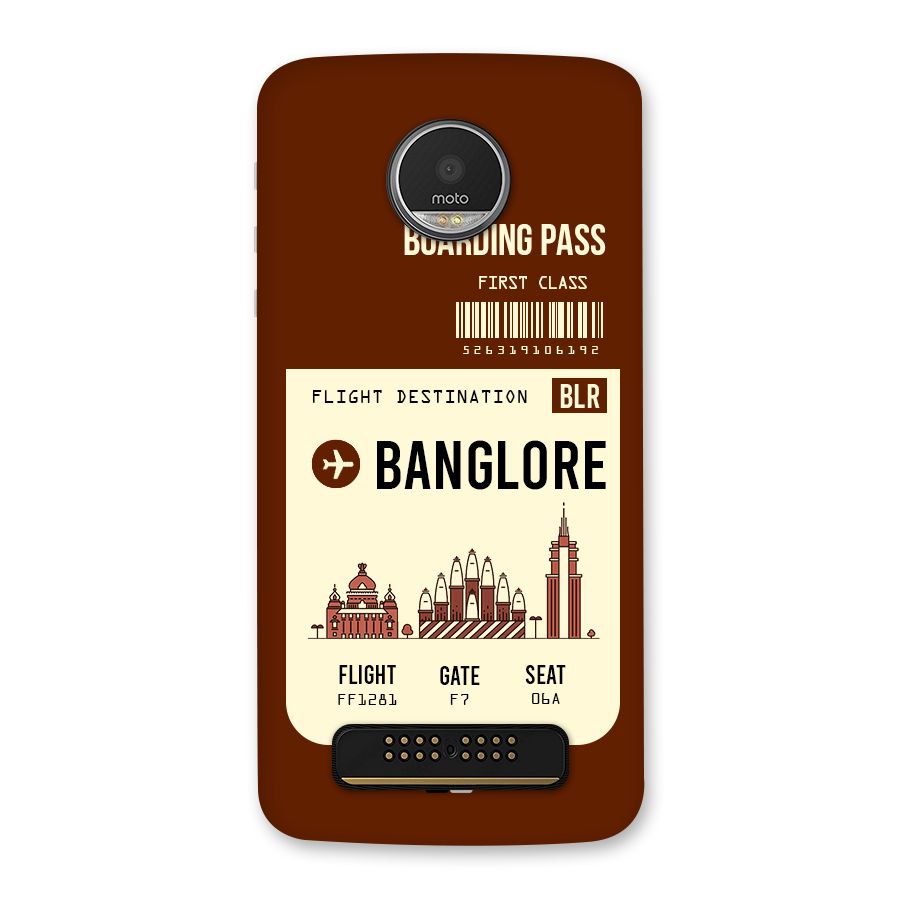 Banglore Boarding Pass Back Case for Moto Z Play