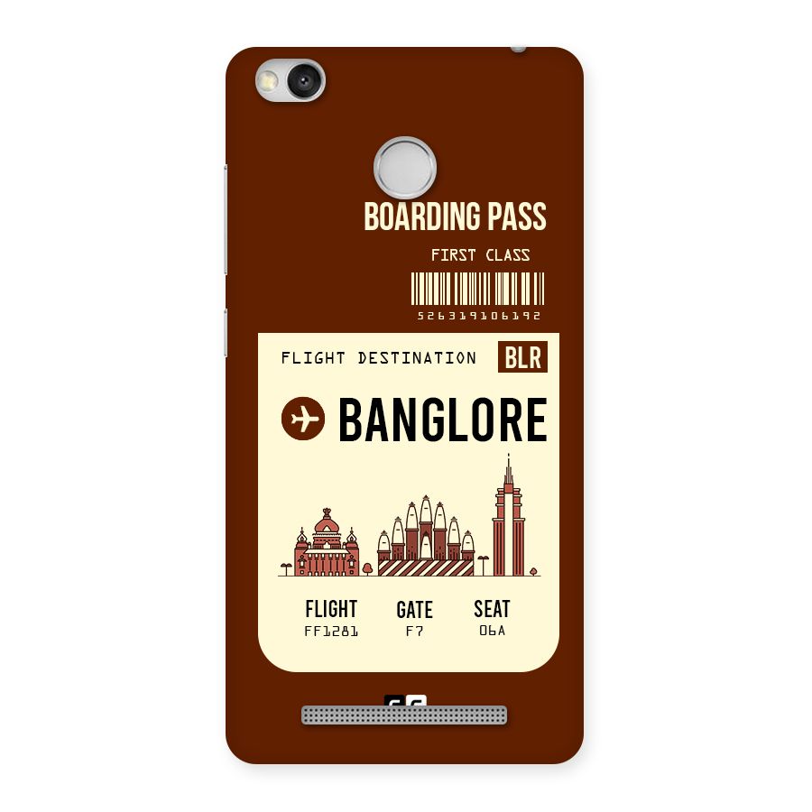 Banglore Boarding Pass Back Case for Redmi 3S Prime