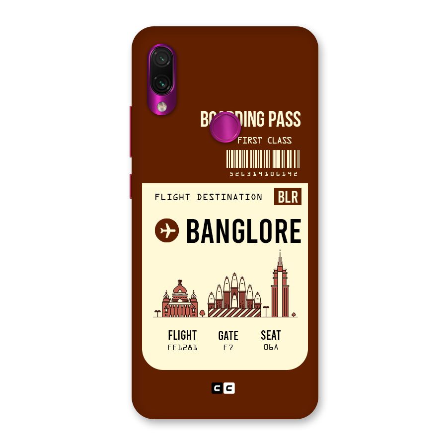 Banglore Boarding Pass Back Case for Redmi Note 7 Pro