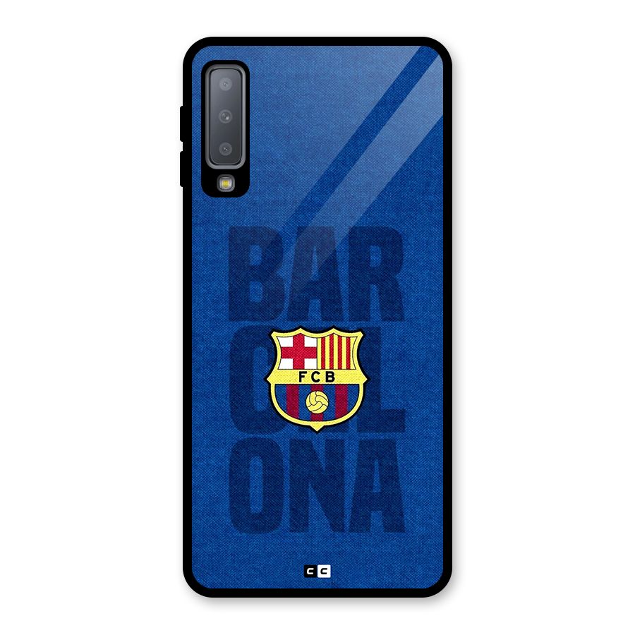 Barcelona Typography Glass Back Case for Galaxy A7 (2018)