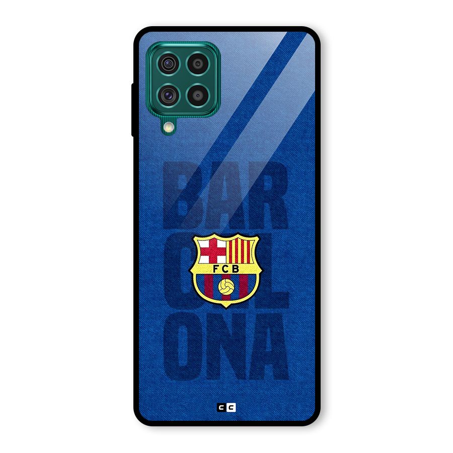 Barcelona Typography Glass Back Case for Galaxy F62