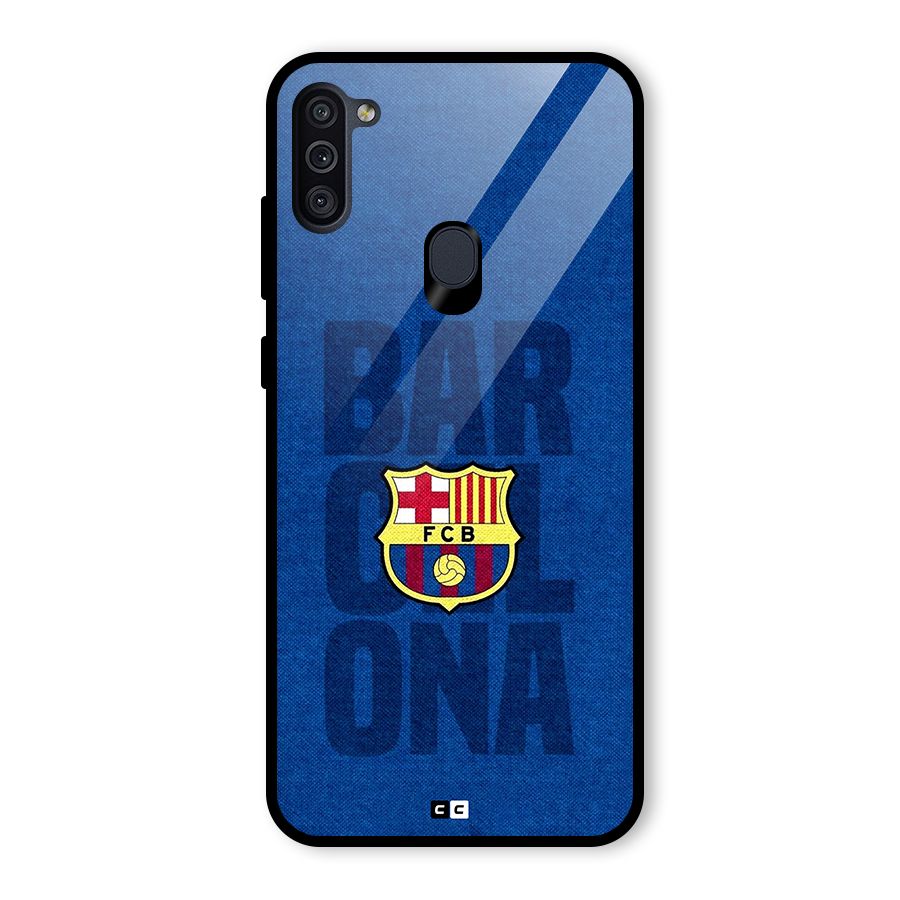 Barcelona Typography Glass Back Case for Galaxy M11