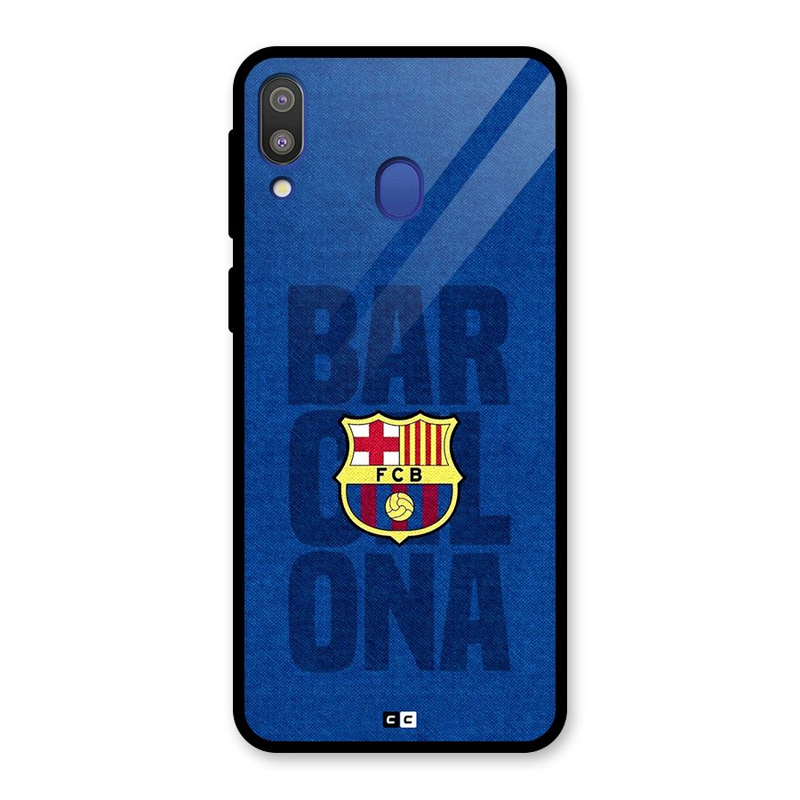Barcelona Typography Glass Back Case for Galaxy M20