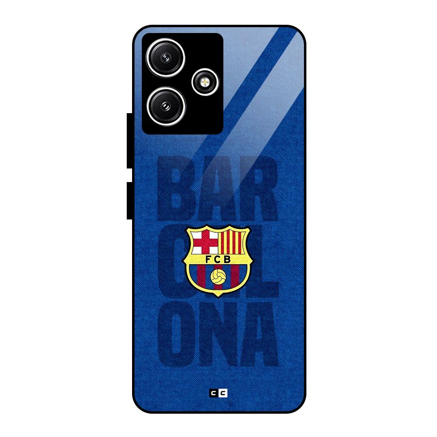 Barcelona Typography Glass Back Case for Poco M6 Pro