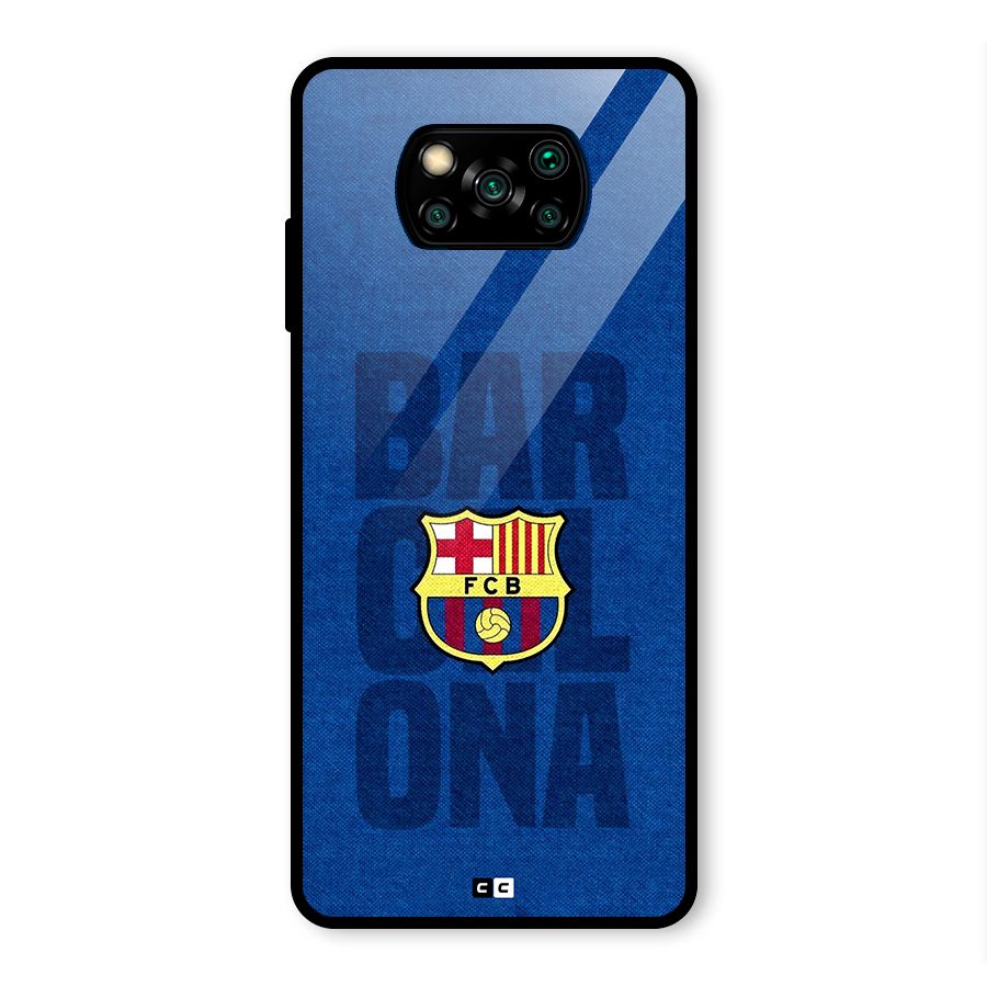 Barcelona Typography Glass Back Case for Poco X3 Pro