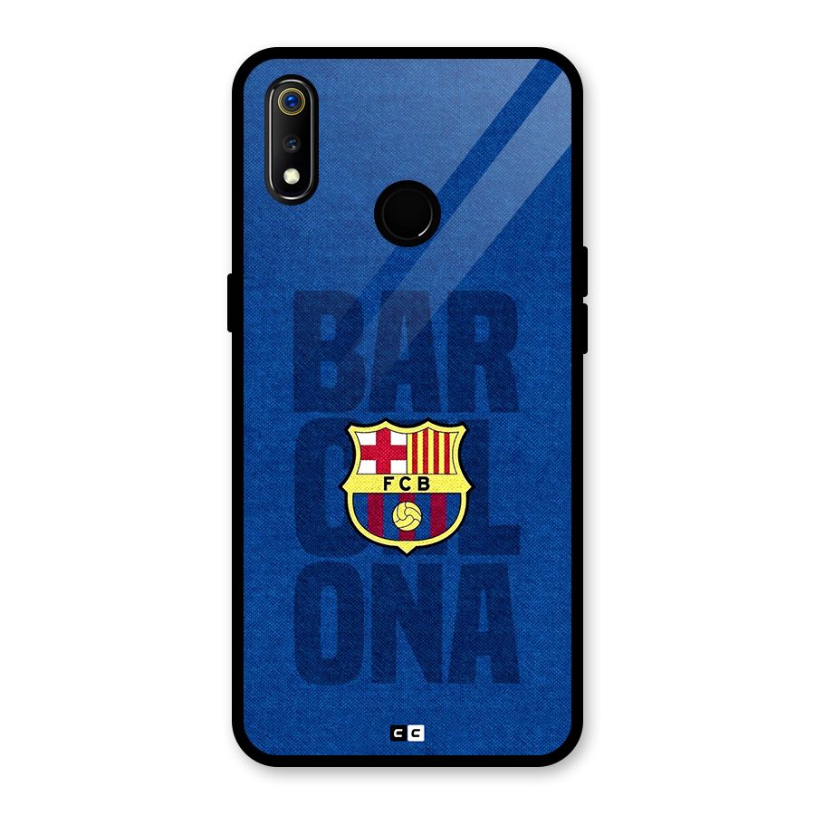 Barcelona Typography Glass Back Case for Realme 3