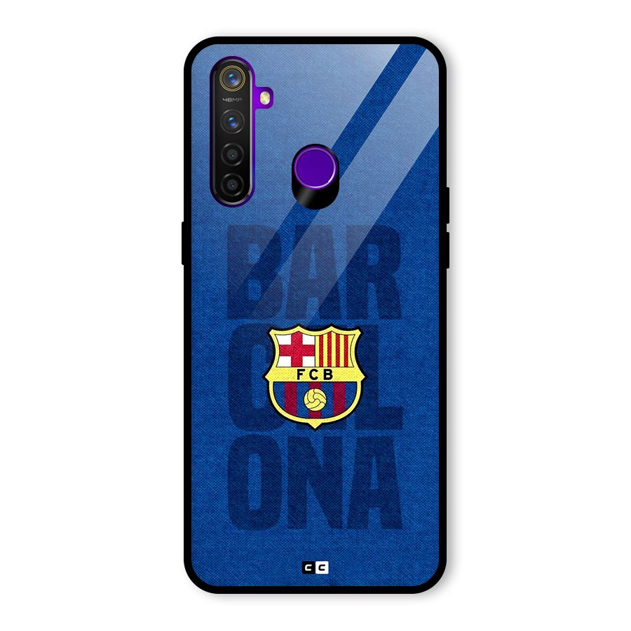 Barcelona Typography Glass Back Case for Realme 5 Pro
