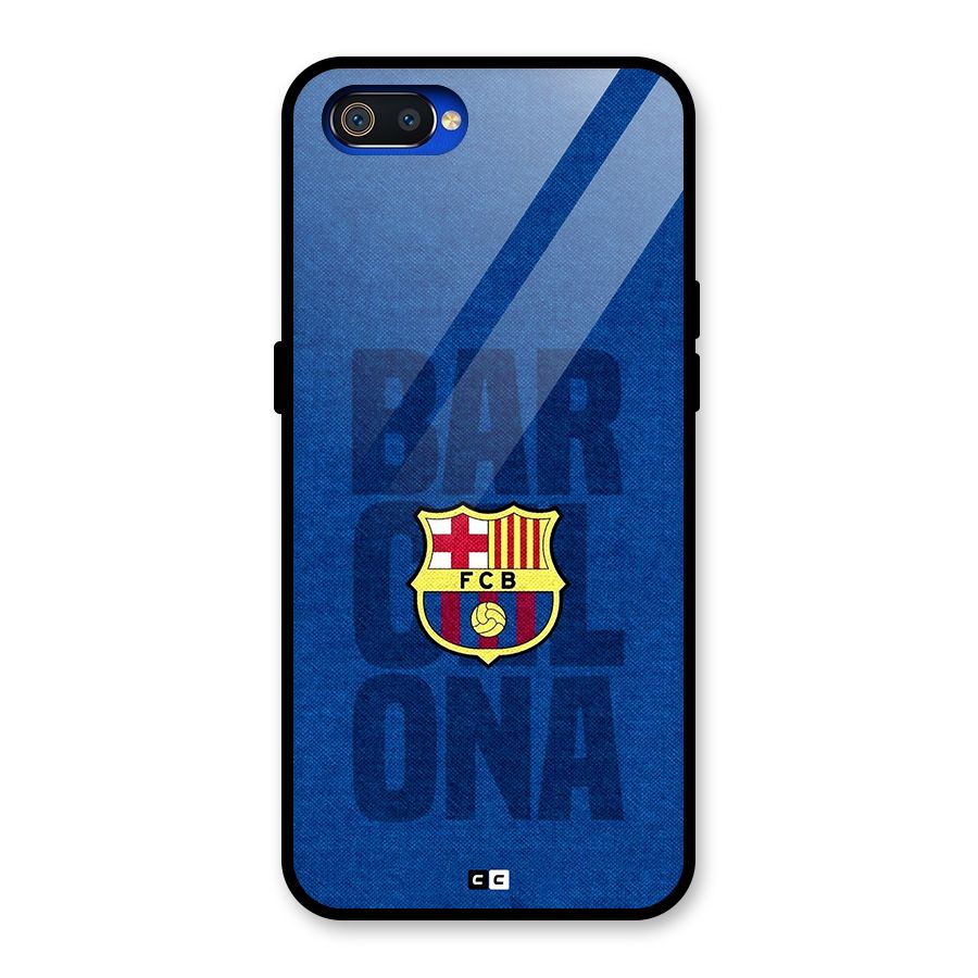 Barcelona Typography Glass Back Case for Realme C2