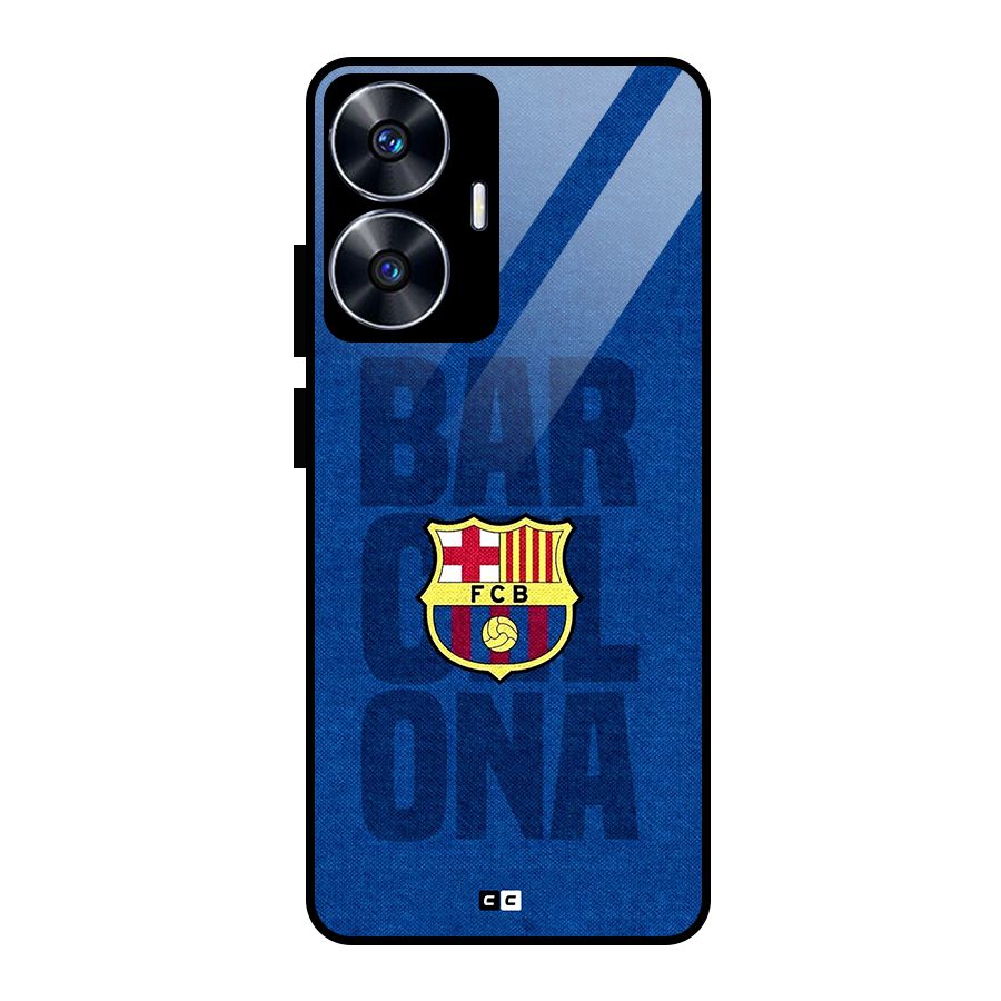 Barcelona Typography Glass Back Case for Realme Narzo N55