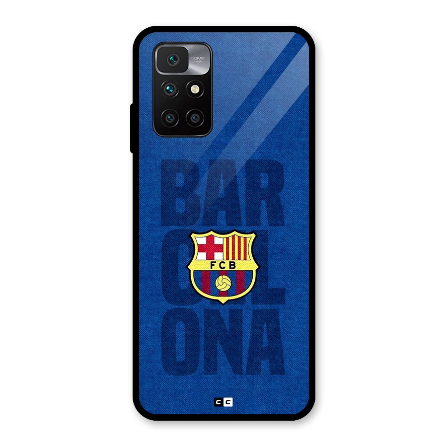 Barcelona Typography Glass Back Case for Redmi 10 Prime
