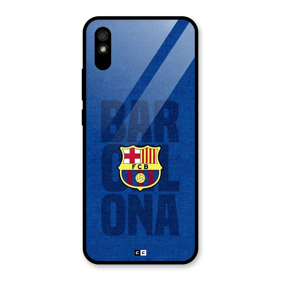 Barcelona Typography Glass Back Case for Redmi 9A