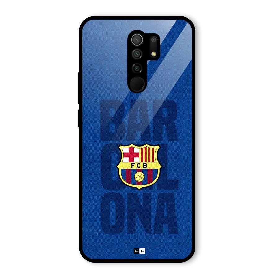 Barcelona Typography Glass Back Case for Redmi 9 Prime