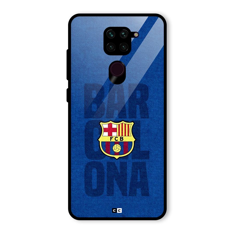 Barcelona Typography Glass Back Case for Redmi Note 9