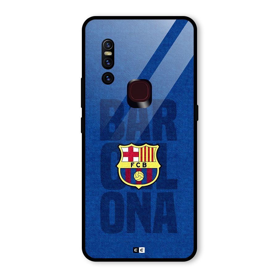 Barcelona Typography Glass Back Case for Vivo V15