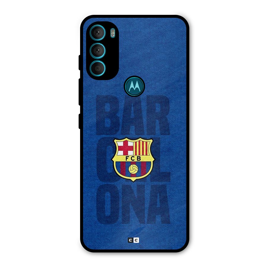 Barcelona Typography Metal Back Case for Moto G71 5G