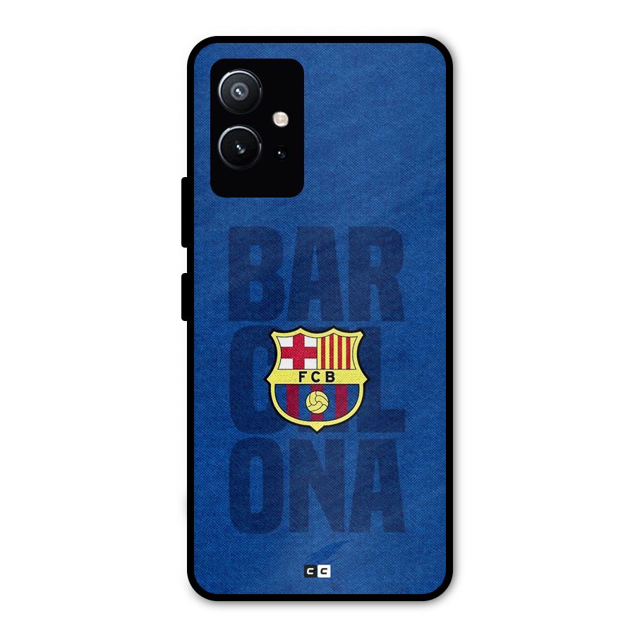 Barcelona Typography Metal Back Case for Vivo Y75 5G