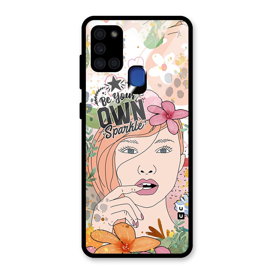 Be Your Own Sparkle Glass Back Case for Galaxy A21s