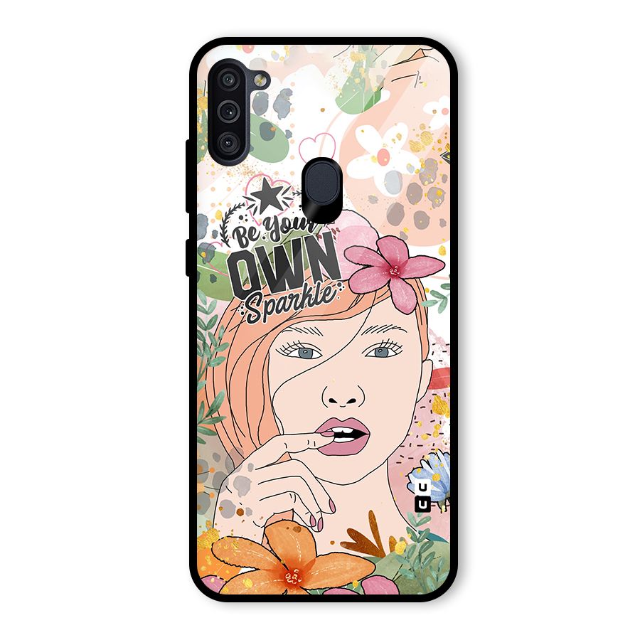 Be Your Own Sparkle Glass Back Case for Galaxy M11