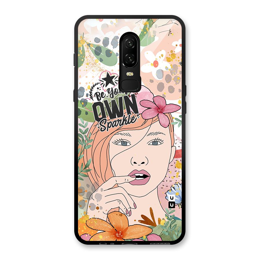Be Your Own Sparkle Glass Back Case for OnePlus 6