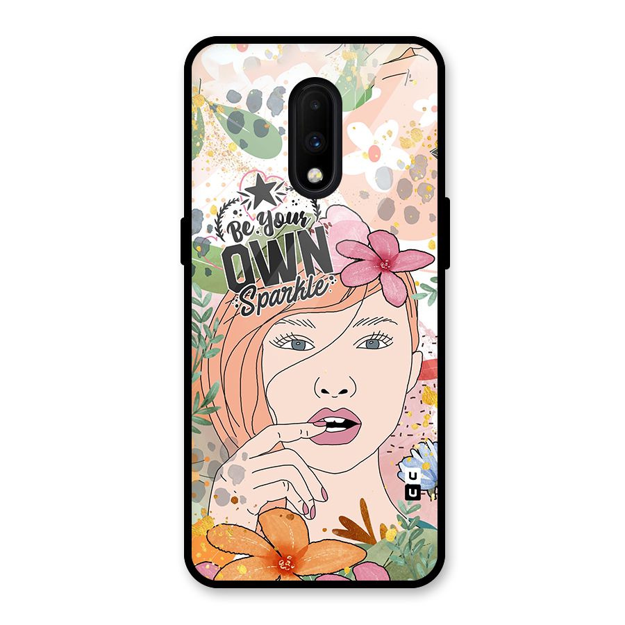 Be Your Own Sparkle Glass Back Case for OnePlus 7