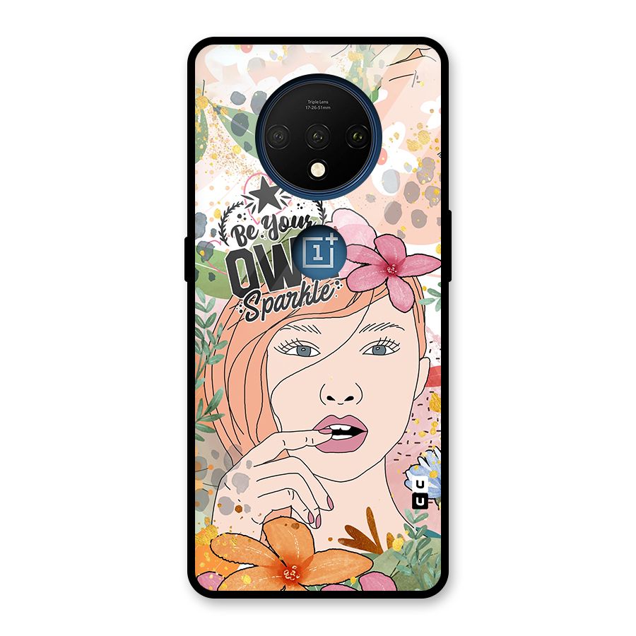 Be Your Own Sparkle Glass Back Case for OnePlus 7T