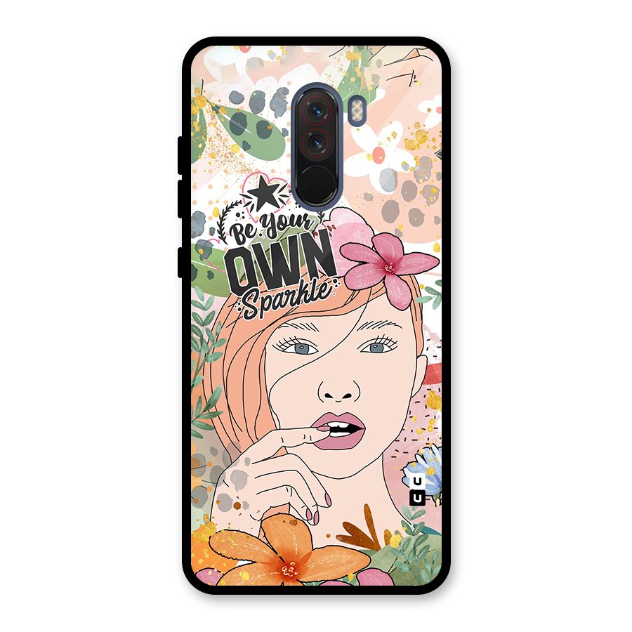 Be Your Own Sparkle Glass Back Case for Poco F1