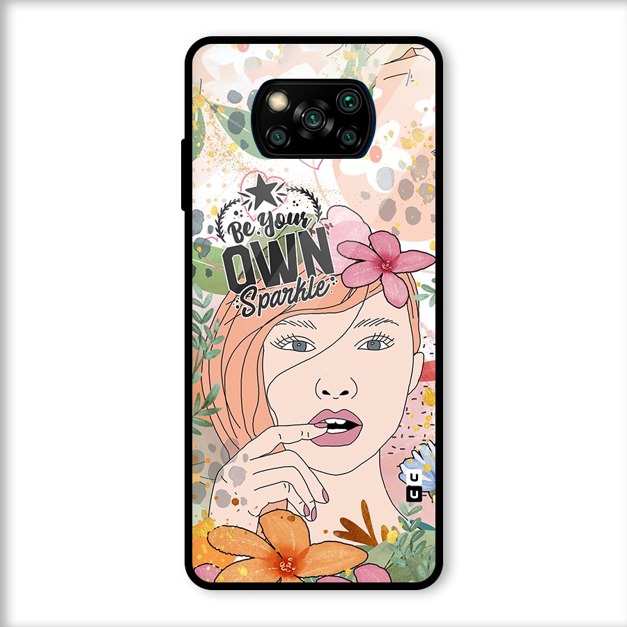 Be Your Own Sparkle Glass Back Case for Poco X3