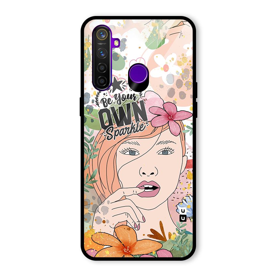 Be Your Own Sparkle Glass Back Case for Realme 5 Pro